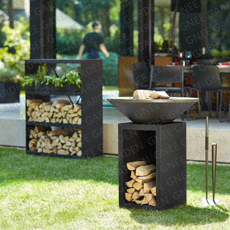 Corten Steel Wood Burning BBQ Grill