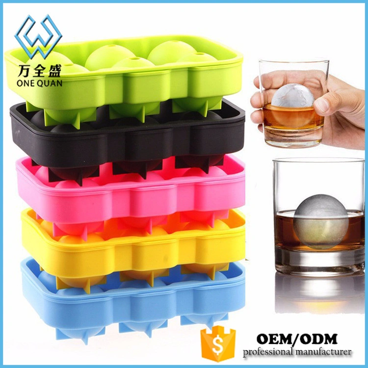 Cubo de gelo bandejas, esfera de Silicone Uísque Ice Ball Maker com tampas