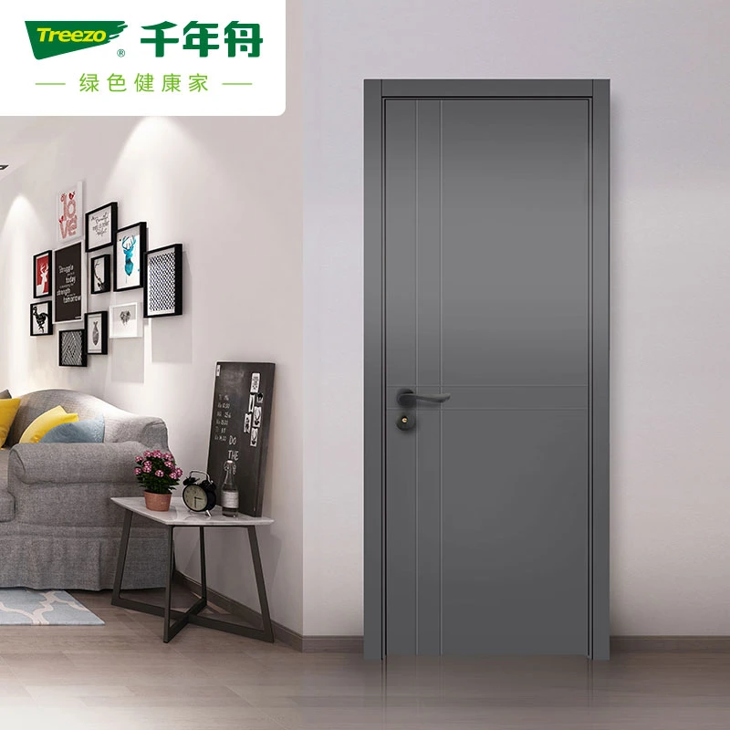 Moisture Proof and Noise Reduction Simple Panel Design Painting Interior Solid Wood Door