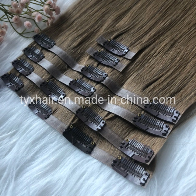 Hair Extension Real Human Hair Clip Hair in Seamless Hair Extension with PU Weft Trick Hair Bundle Natural Straight Hair Remy Hair