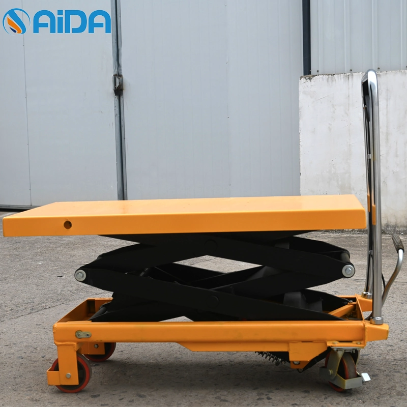 Aida 800kg Hydraulic Electric Workshop U Type Low Scissor Lift Trolley Table