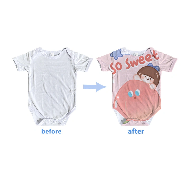 Polyester Blank DIY Heat Transfer Printing Sublimation Baby Children Short Sleeve Infant Bodysuit