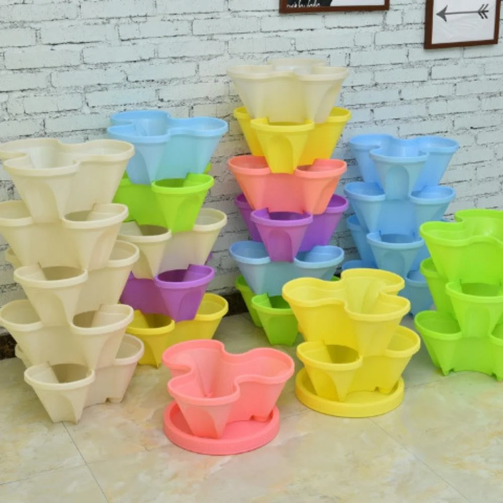 Flor Pot plástico empilhável vertical tridimensional Pot Garden combinação inicial Plantação de legumes Box Wyz20025