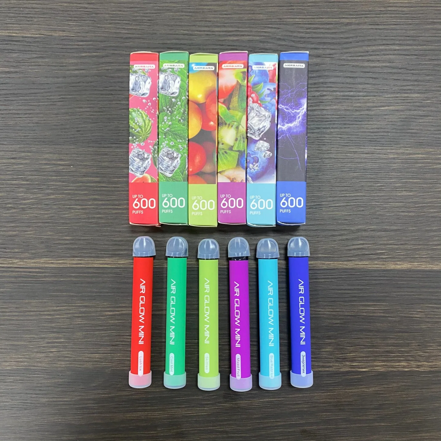 Marca OEM Air Glow Mini 600 borlas para 3,6 ml de líquido e frutas descartáveis Vape Pen Cigarro Eletrônico