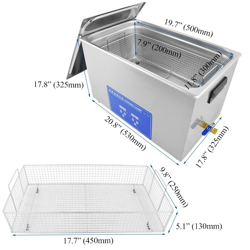 Industrial 30 Litre Digital Ultrasonic Cleaner Tank with 600W Heater 40kHz