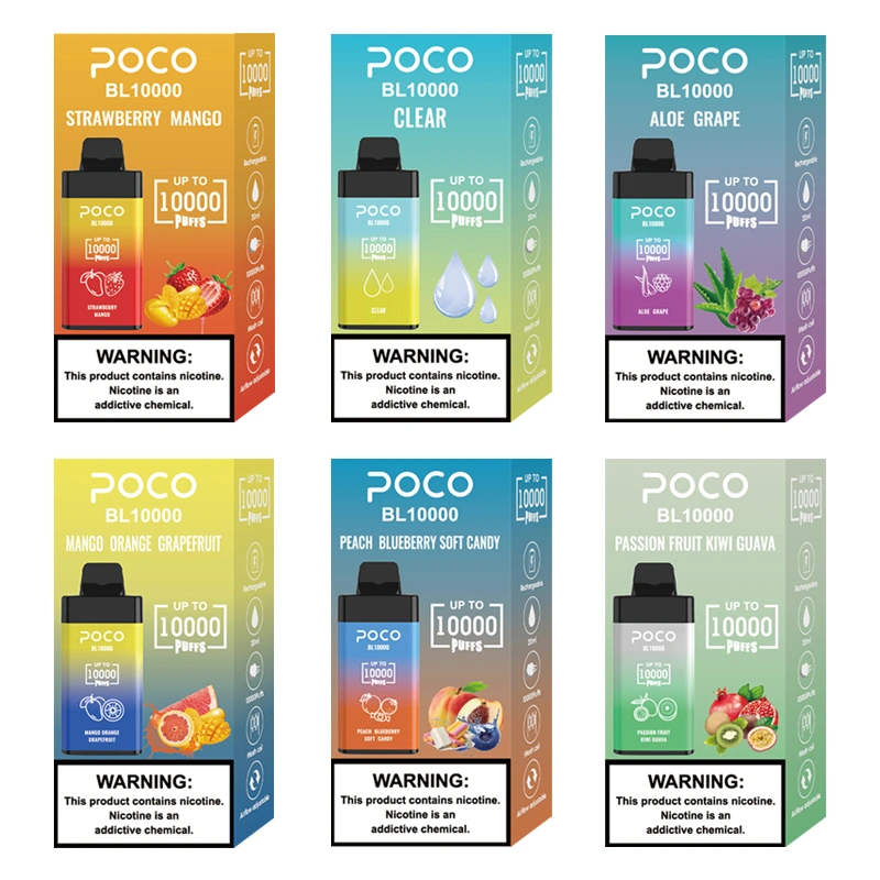 10000 Puco originais - papel descartável, caneta e, em malha para cigarros Bobina 10 Flavours fluxo de ar ajustável tipo recarregável C 20ml Poco Vapor Caneta