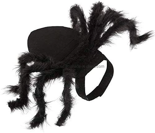 Halloween Spider Costume Pets Simulation Plush Spider Clothe with Adjustable Neck Paste Buckle for Dog Cats Pet Wbb12413