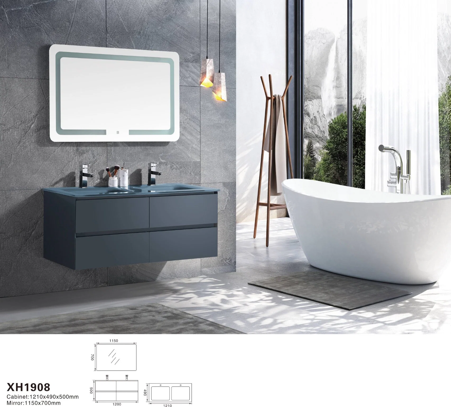 Popular Style MDF Bathroom Cabinet Set with Mirror