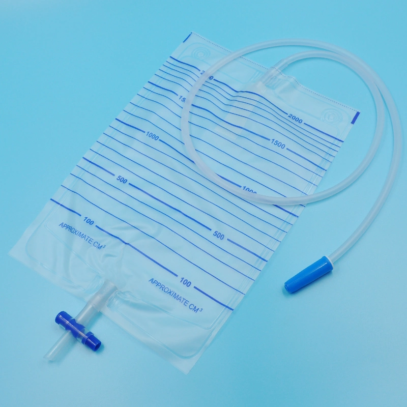 CE Certificated Disposable Urine Drainage Collection Bags 2000ml with Cross Valve