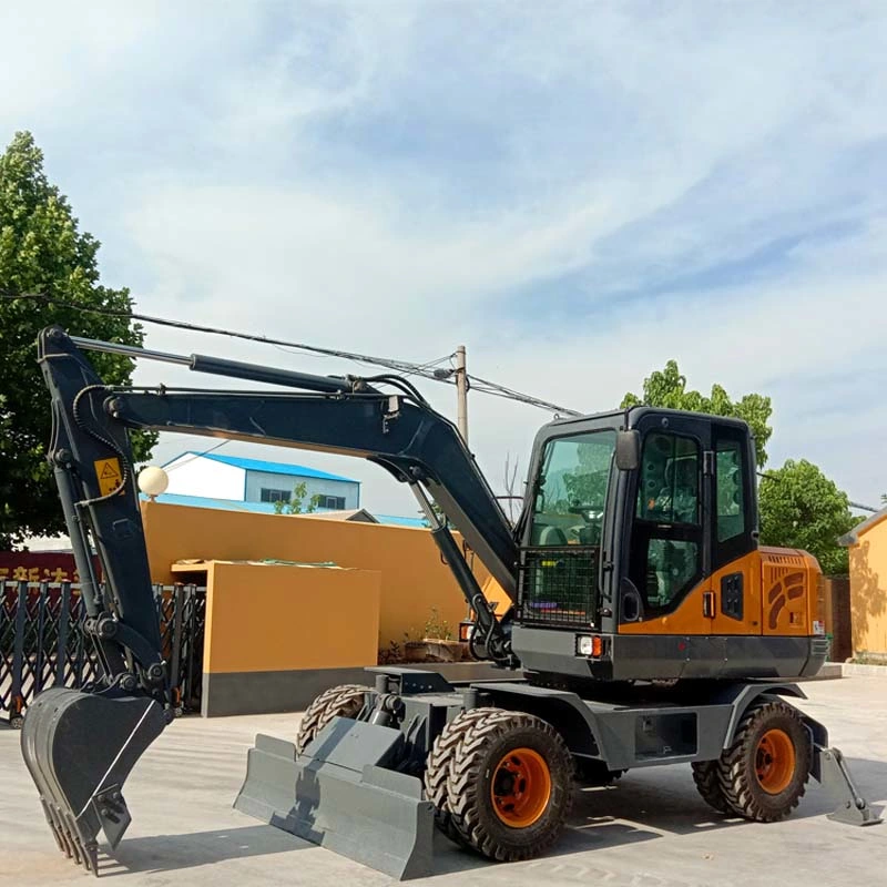 Shanzhong Brand 8ton Wheel Excavator with Front Dozer Blade and Rear Outrigger for Higher Stability