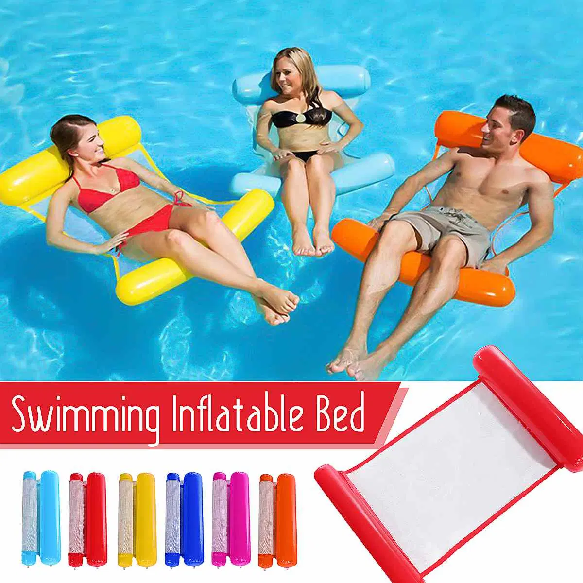 Yx-036 Inflatable PVC Folding Water Lounge Float Chair Swimming Row Floating Row - Orange