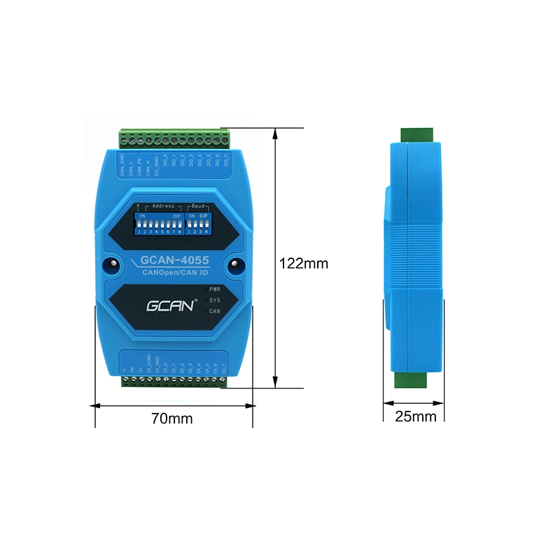 Gcan4055 CANopen CAN Bus IO-Modul 8DI 8do Digitaleingang Und Ausgang CANopen CAN Bus IO-Modul