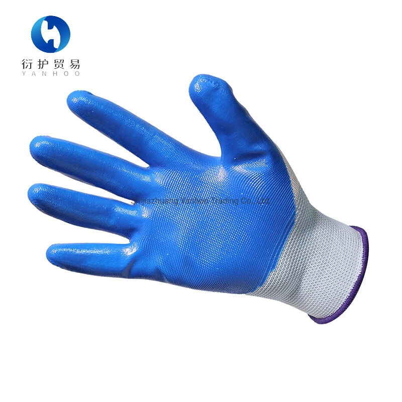 13G de poliéster recubierto de nitrilo guantes de seguridad Shell de nylon de mano industriales Guantes de trabajo/Industrial, guantes de trabajo