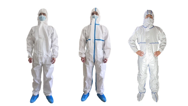 Mono desechable se adapte a la CE EN14126 Traje Hazmat transpirable de PP PE Medical Ropa