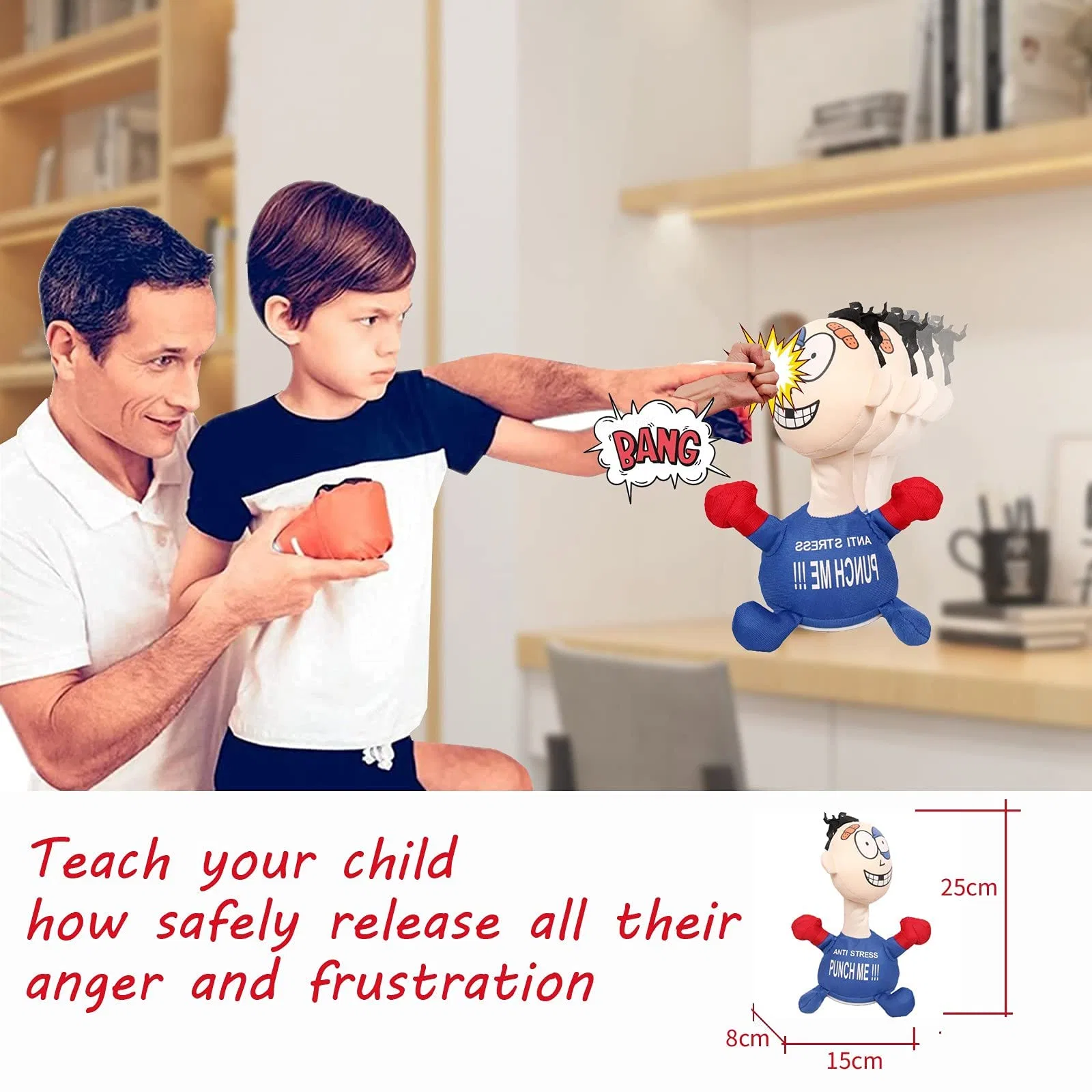 Stress Relief Boxing Desk Toys Desktop Punching Bag Angry Management Doll Plush Screaming Toy