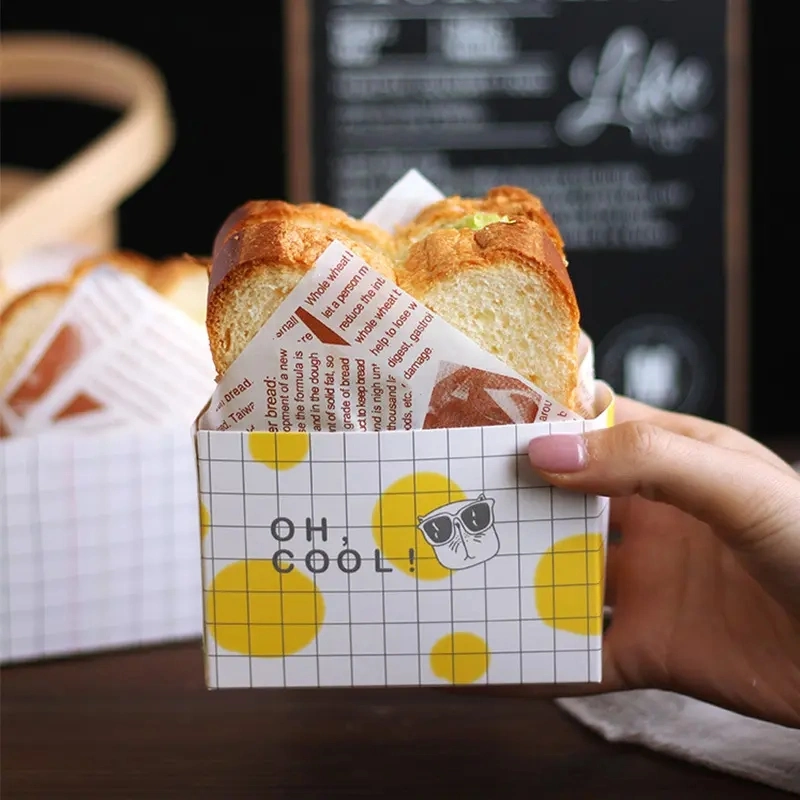 Sandwich Hamburger Box Rutschige Ei Dicke Ei Toast Papierhalter Verpackung Box Handheld Brotkarton