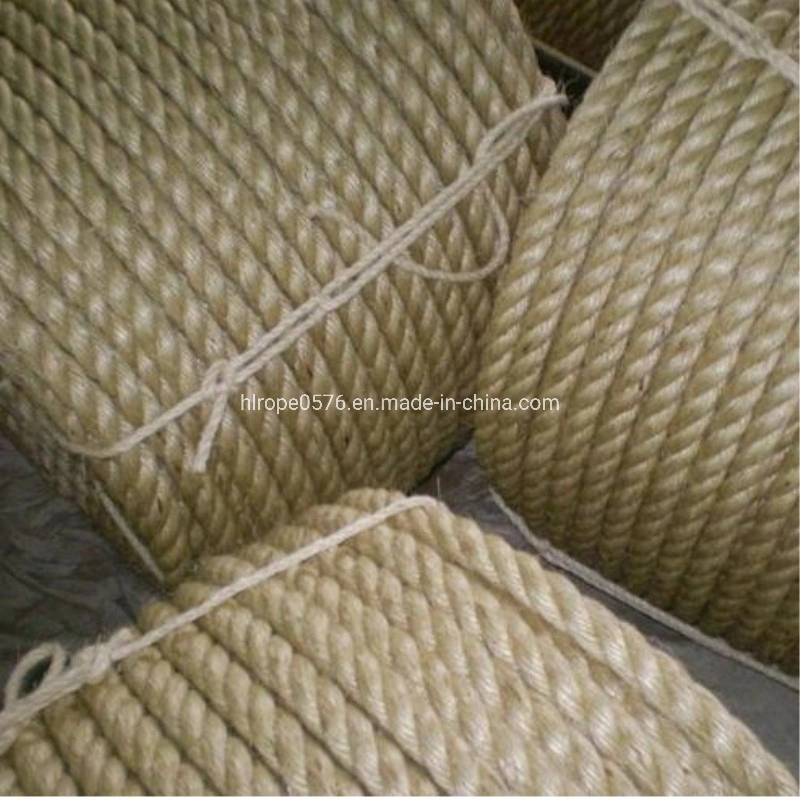 Factory Wholesale/Supplier Twist 3/4 Strand Natural Color Linen Sisal Jute Hemp Manila Twine Rope for Marine and Mooring