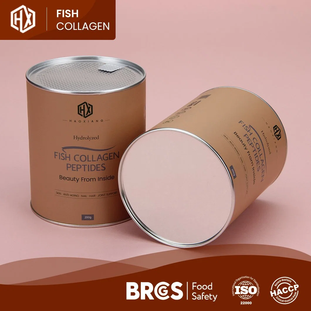 Alimentation d'usine Haoxiang prix bon marché de la poudre de peptides de collagène marin de haute qualité 99% de blanc ou jaune pâle Apparence de la poudre de peptides de collagène hydrolysé Tilapia