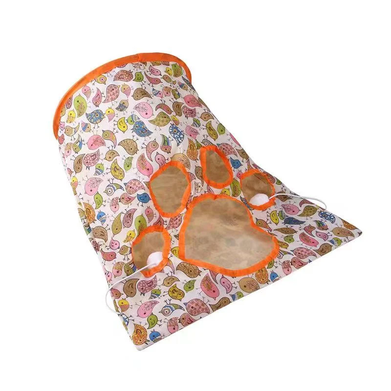 Foldable Pet Play Toy Cat Tunnel Drill Bag with Crinkle Interactive Mouse