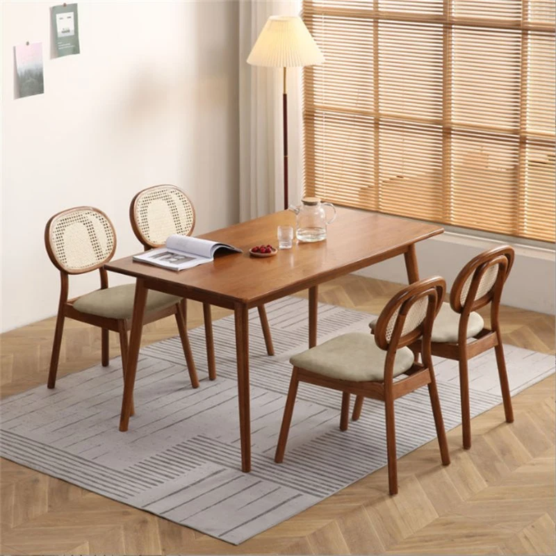 Простой дуб обеденный стол и стул комбинация Nordic Log Rectangle