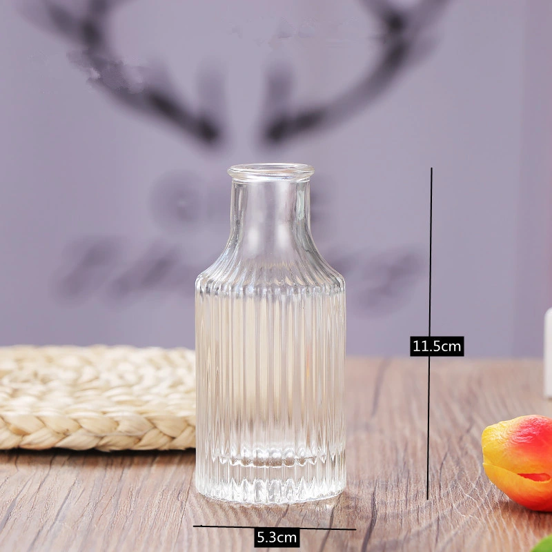 Hot Sale Modern Vase Bulk Mini Flower Vases Clear Decorative Embossed Style Glass Bottle Vases