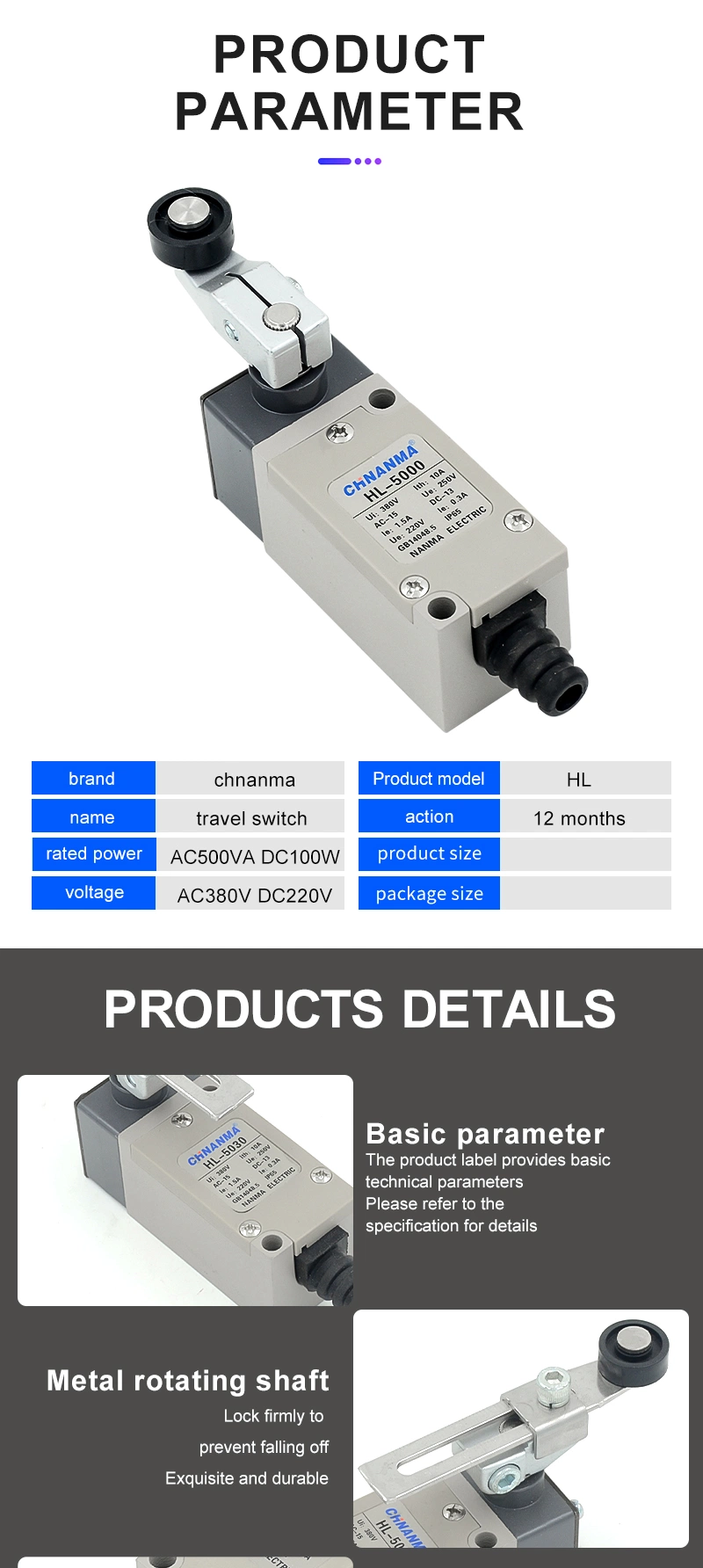 La Hl-5200 Tipos de émbolo de rodillo sellada para interruptor de límite de Grúa torre