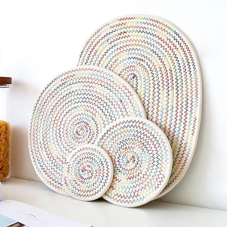 Colored Cotton Thread Woven Decorative Thickened Pot Mat Cotton Woven Placemats