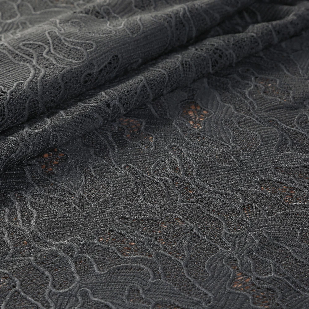 Black Water Soluble Embroidery Chemical Lace Fabric