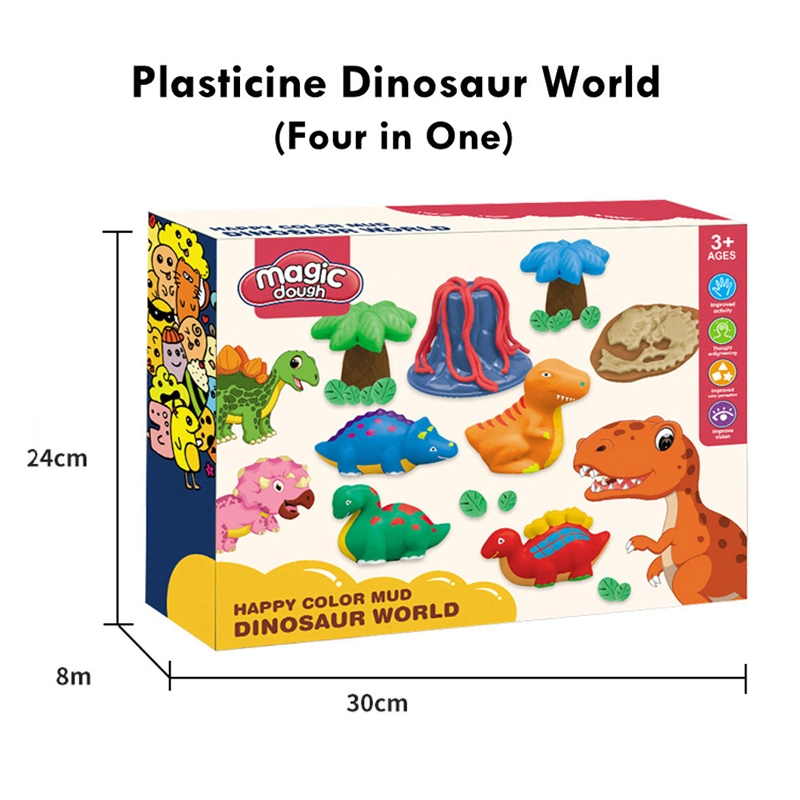 Matériau respectueux de l'environnement Ensemble de pâte à modeler colorée pour enfants pour le parc de dinosaures DIY avec outils en argile.