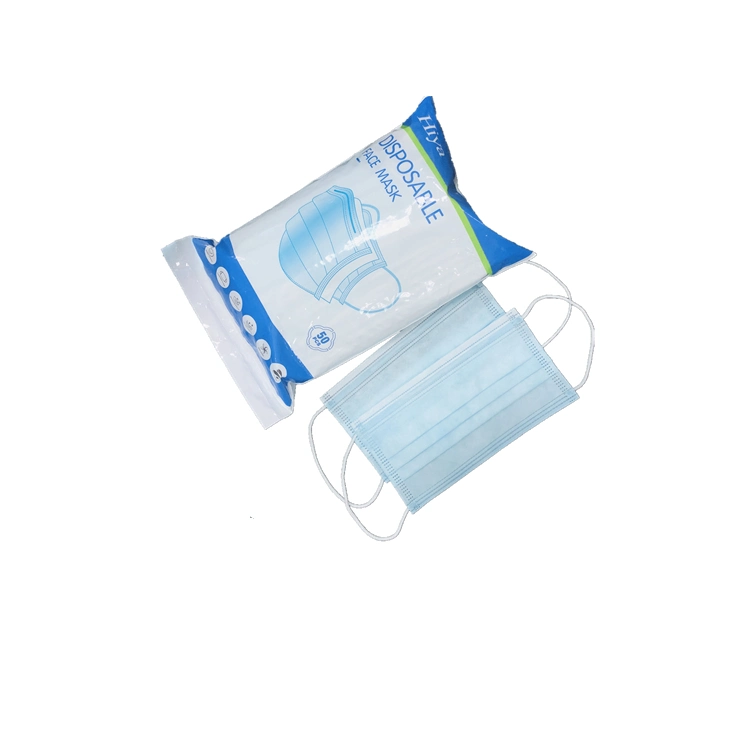 Good Quality Hiya 3ply Disposable Non-Srugical Respirator Fabric Nonwoven Single Use Adult Blue Color Face Mask