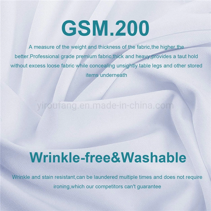 Rectangular Fitted Spandex Tablecloth White 6FT Pure Polyester Wrinkle Free for Hotel