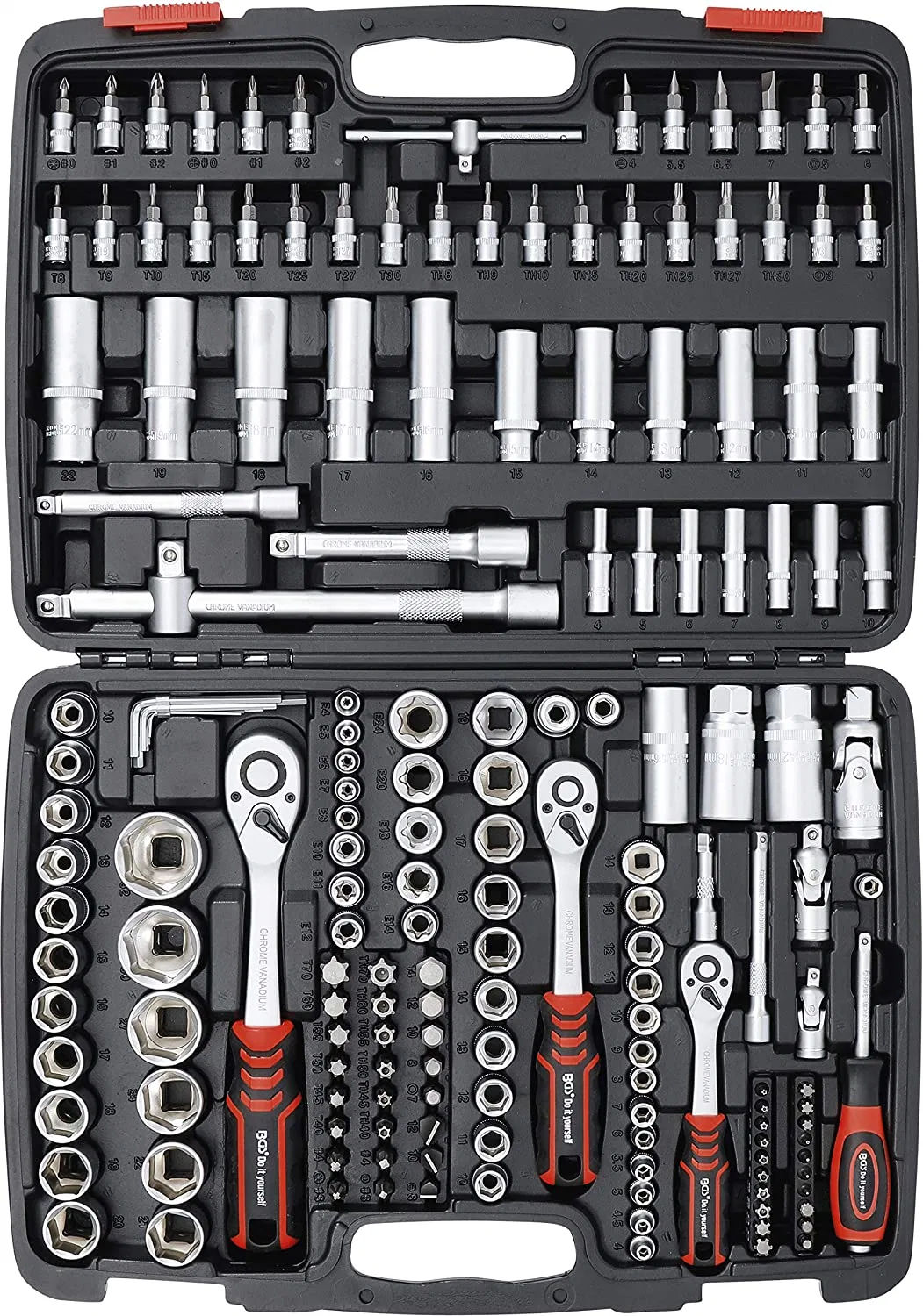 171PCS 1/2", 3/8" &1/4" Drive Socket Set (18501711)