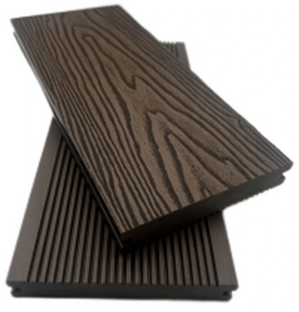 Extruir WPC PVC sólido exterior Decking Embossed Madera exterior Deck Tabla impermeable