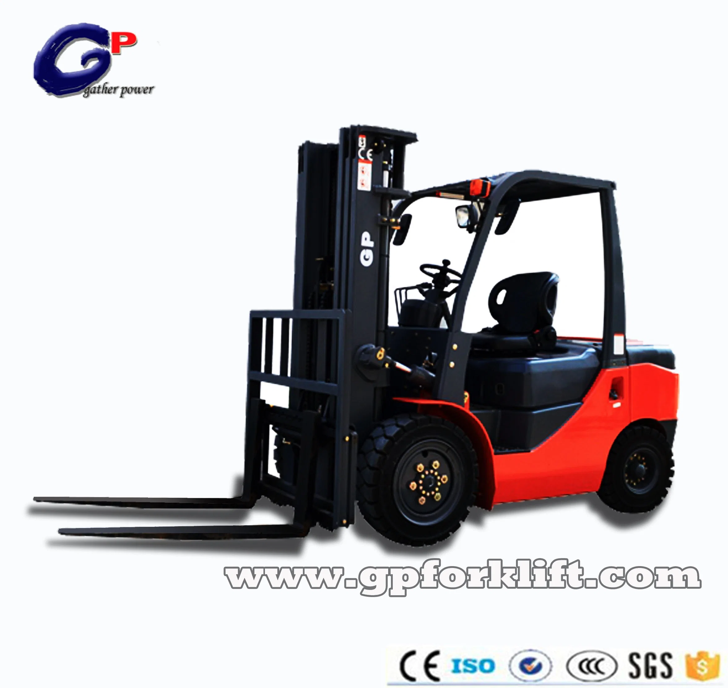 Gp High Quality Diesel Power 2ton 3ton 4ton 5ton 7ton 10ton 25ton 3m 4.5m 6m Triplex Mast Fork Lifter Forklift Truck for 2500kg Capacity (CPCD15-CPCD100)