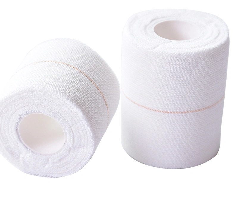 High Stickness Cotton Heavy Elasticity Adhesive Bandage Cotton Soft Edge Eab 5cmx4.5m 7.5cmx4.5m Beige Color with Red Line White Color with Yellow Line