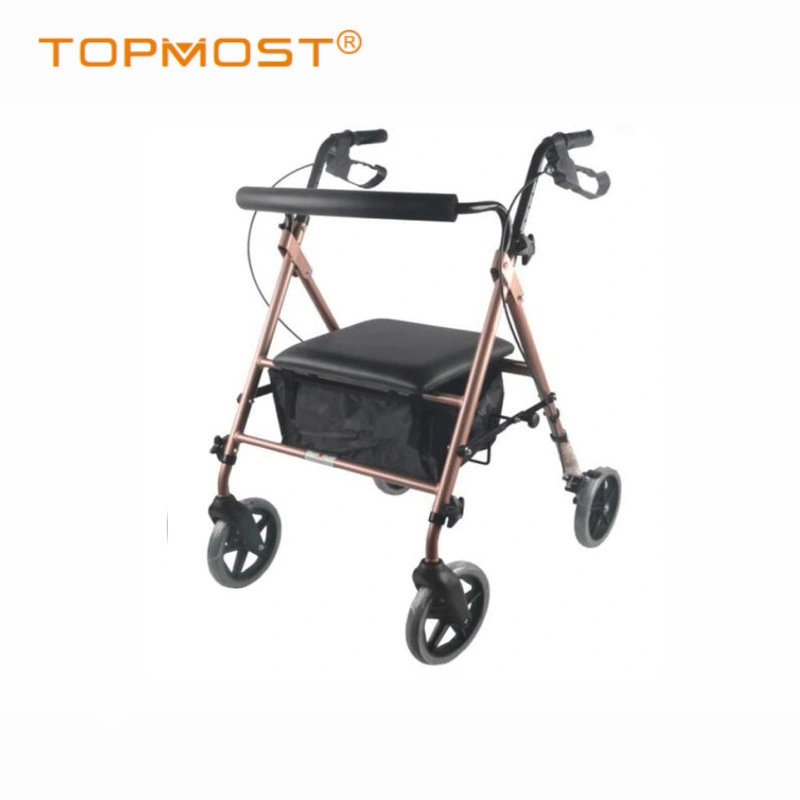 Manual Adjustable Height Light Folding Walker Mobility Walker Rollator with Seat