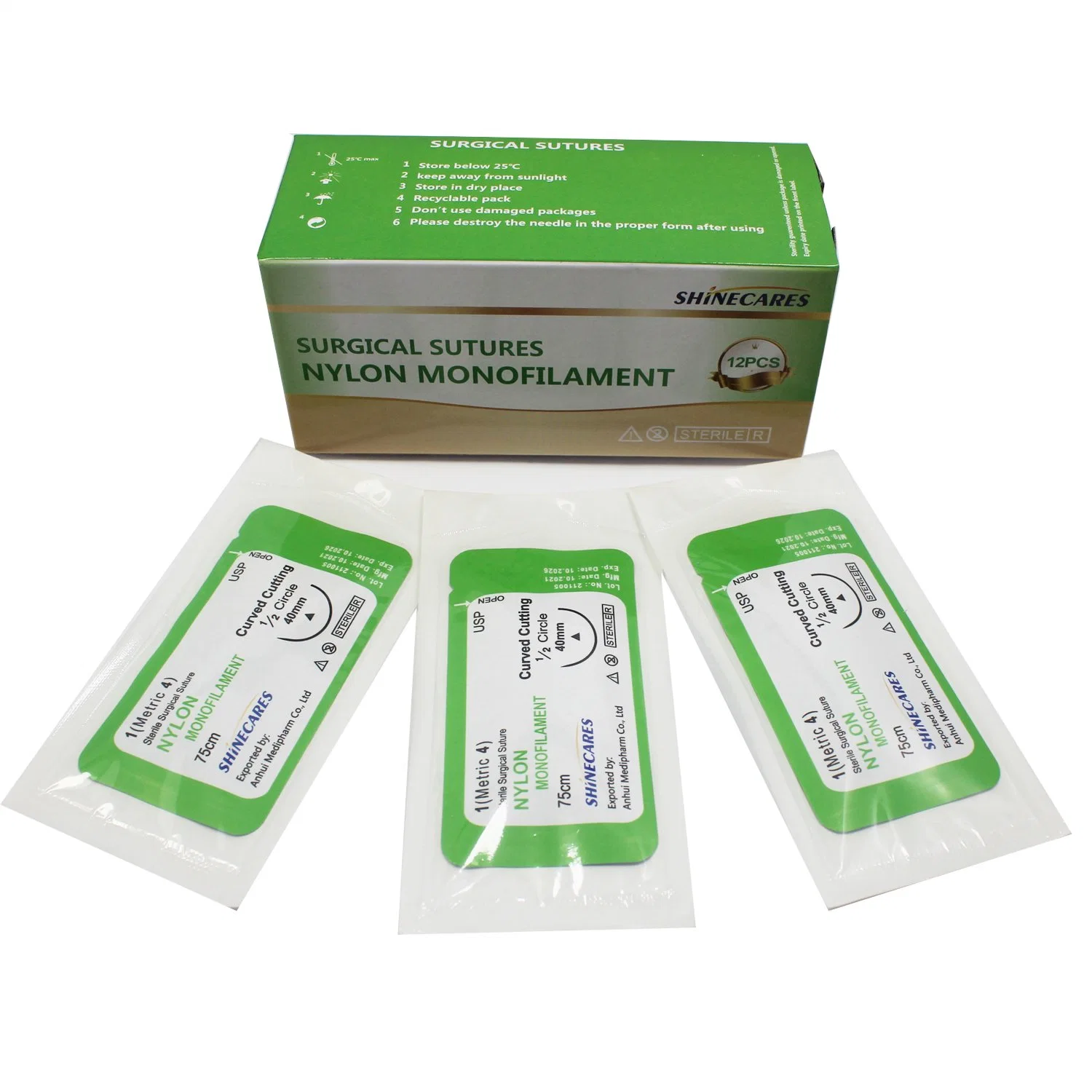 Surgical Medical Nylon Suture, 9/0 and 10/0, 12PCS/Box