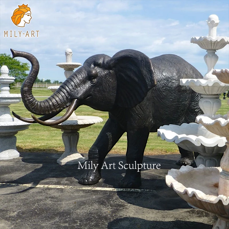 Jardín Zoo decoración Grande vida Tamaño Metal Artesanía latón Cobre Estatua Animal Bronce Elefante Escultura para la venta