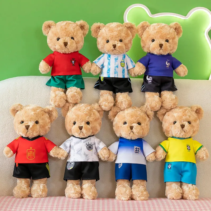 Новый 2023-Word Cup Cute Футбол Teddy Bear с манжетой Подарки для животных Toyss