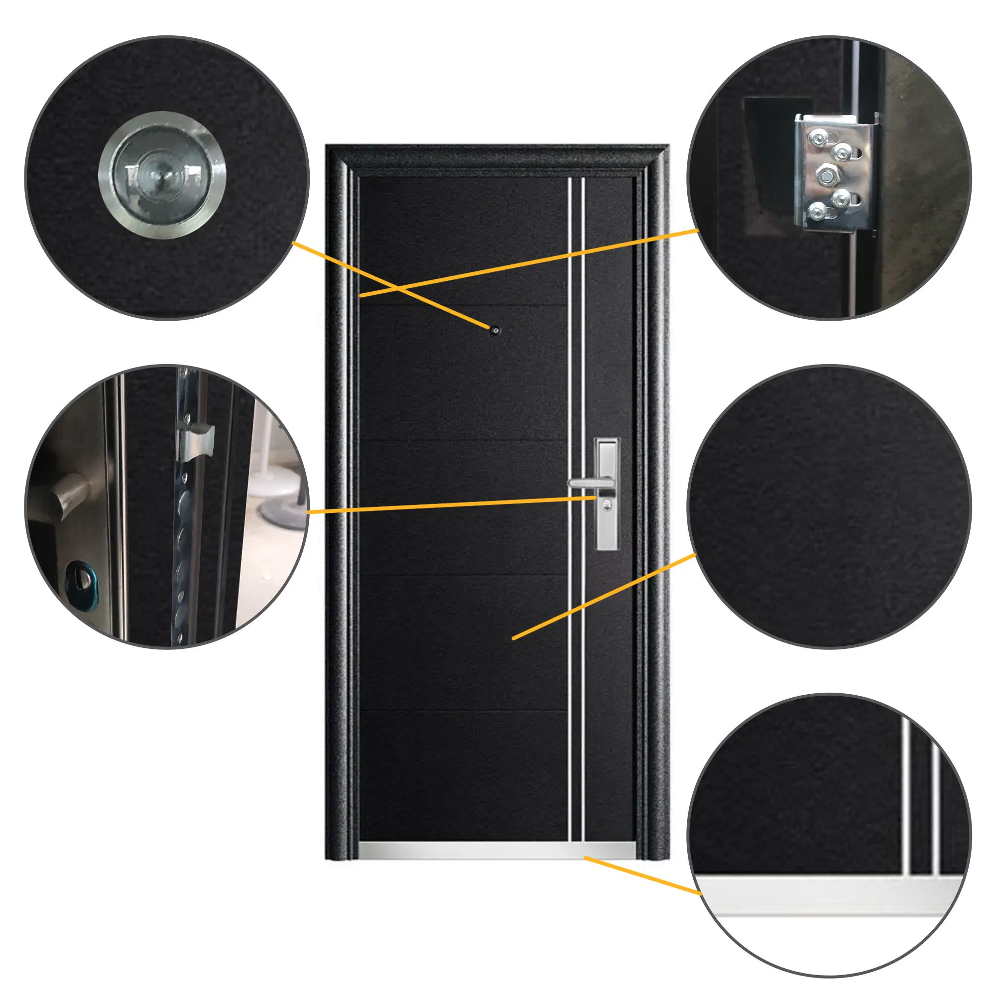 Luxury 5cm Security Doors Anti-Theft Iron Single Entry Door Soundproof Vibration Damping Explosion-Proof Premier Steel Door