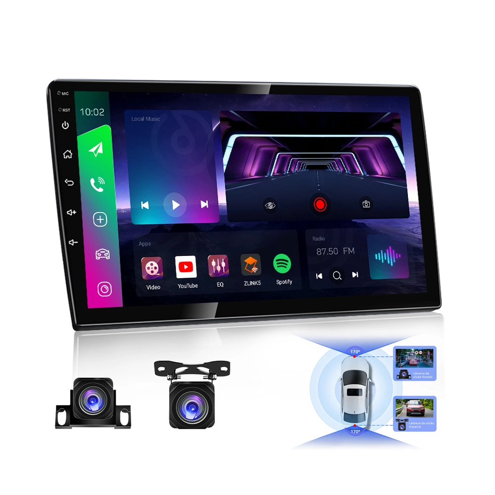 Jmance Android 10 Double DIN Car Video Support 4G/10 Inch Qled Screen / 1080P Camera / Video Input + USB HDMI Video Output