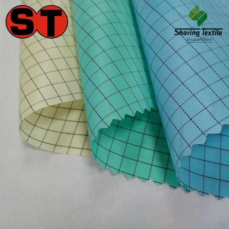 Factory Polyester 100d 75D Anti-Static Poly Antistatic Ripstop Grid or Stripe $0.66/M Poly ESD Fabric