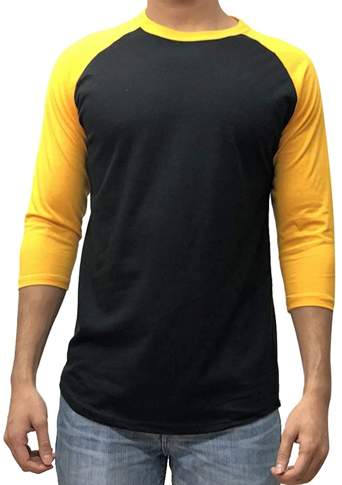 Whosale Men&prime; S Plain Raglan Baseball Tee T-Shirt Unisex 3/4 Sleeve Casual Athletic Performance Jersey Shirt