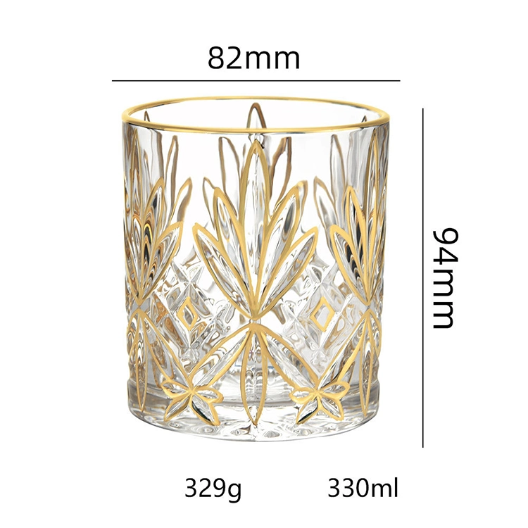 High quality/High cost performance Luxury Custom Crystal Gold Rim Whiskey Glasses Lead Free Handmade Whiskey Glass