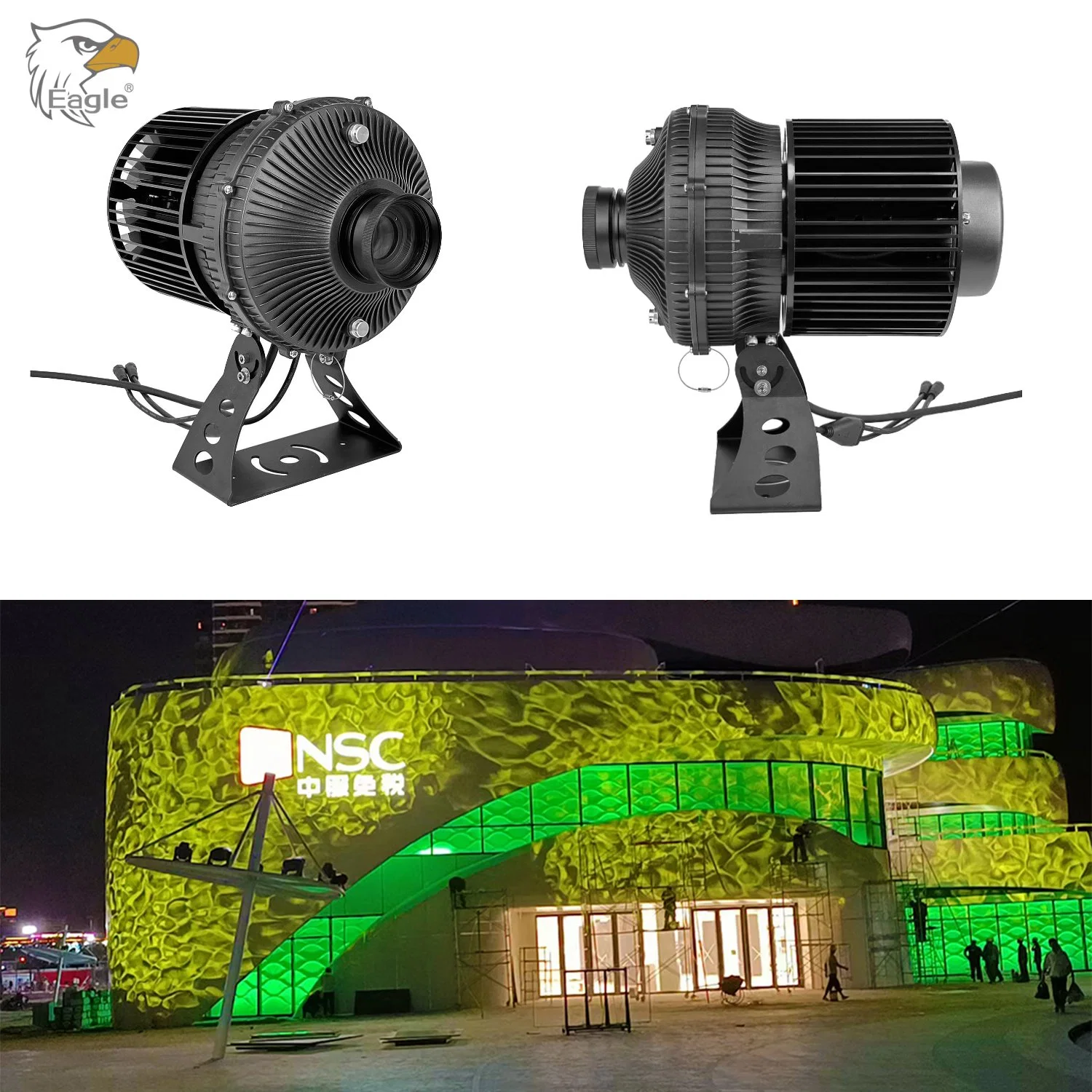 Projetor LED de 100 W/200 W/300 W com efeito de ondulação da água Gpo, luz de lavagem de parede (Branco/vermelho/amarelo/verde) IP65 exterior