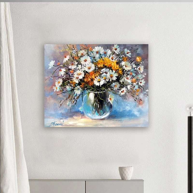 Wildflowers in a Vase Painting Original Art Flowers Meadow Artwork Daisy Artworks Bouquet Flowers Wall Art