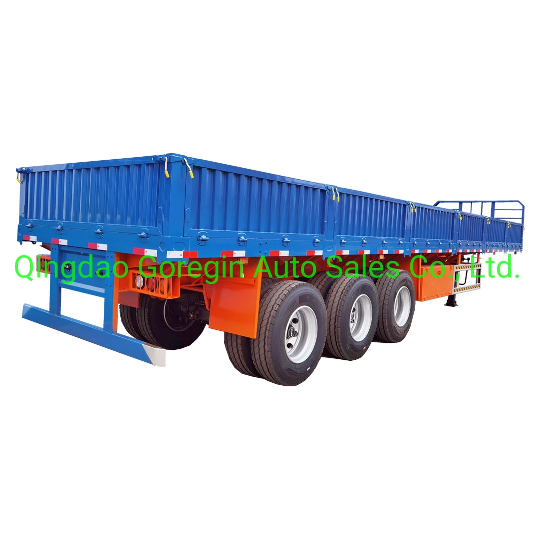 Supply Widely Use Utility Heavy Duty Side Wall New 3axles Cargo Flatbed Semi Trailer with Sidewall for Tractor Head