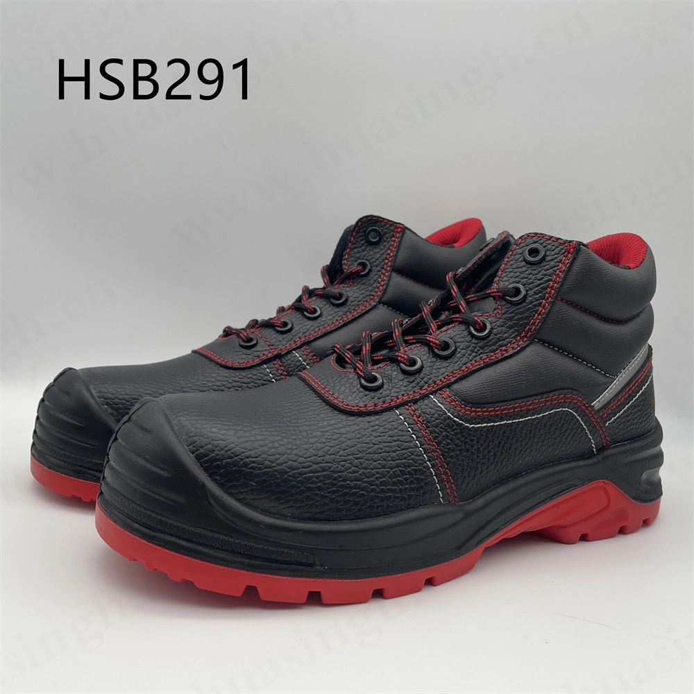 حذاء سلامة النعل الخارجي بحقن البولي يورثان (PU)/البولي يورثان (PU) مزدوج الألوان مع حذاء العمل المضاد للتضرّج التأملي، وهو حذاء شائع في تشيلي HSB291