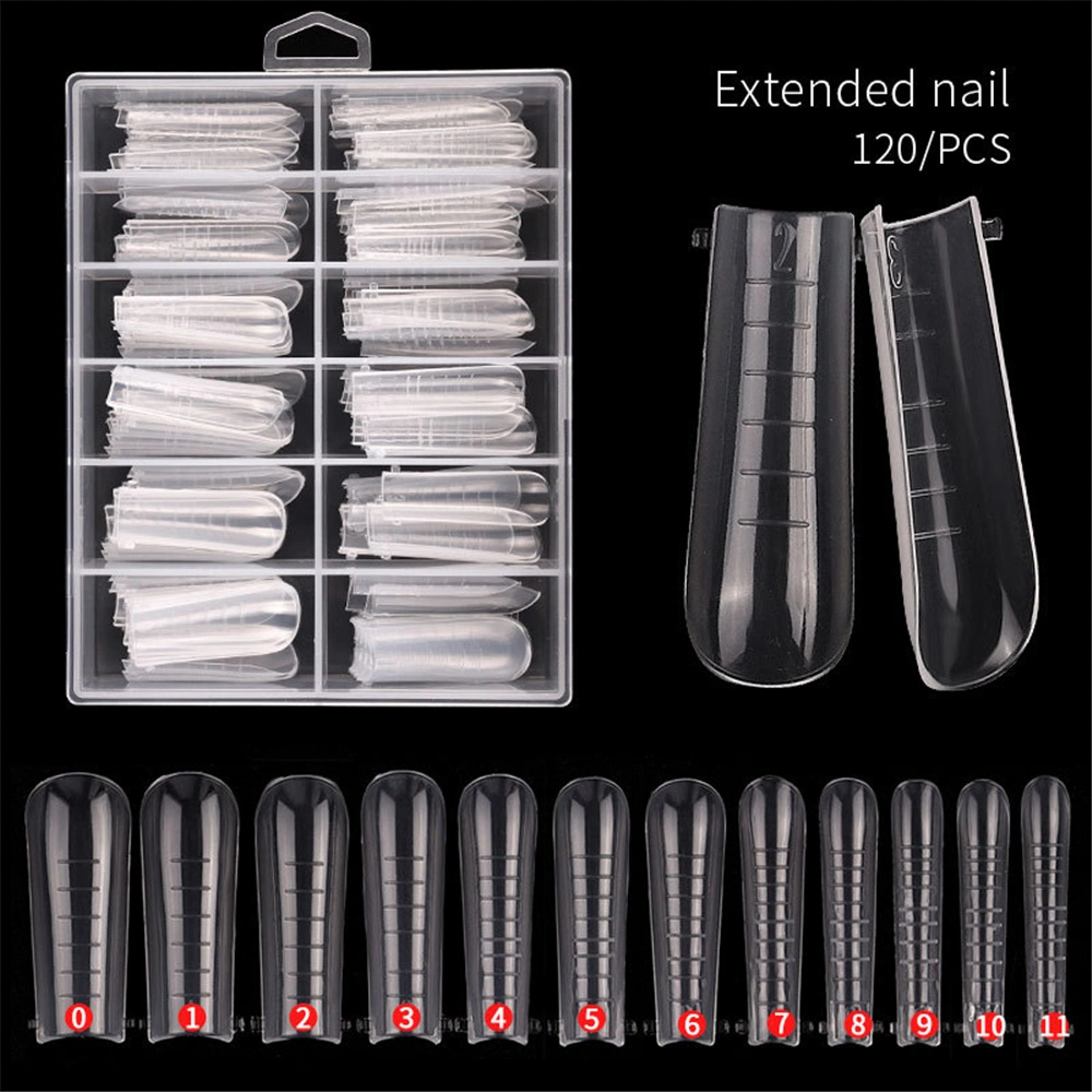 120PCS Clear Practice Full Coverage Nail Technique Gel Tool Acrylic Nail Fine Point Super Long High Heel Nail Technique