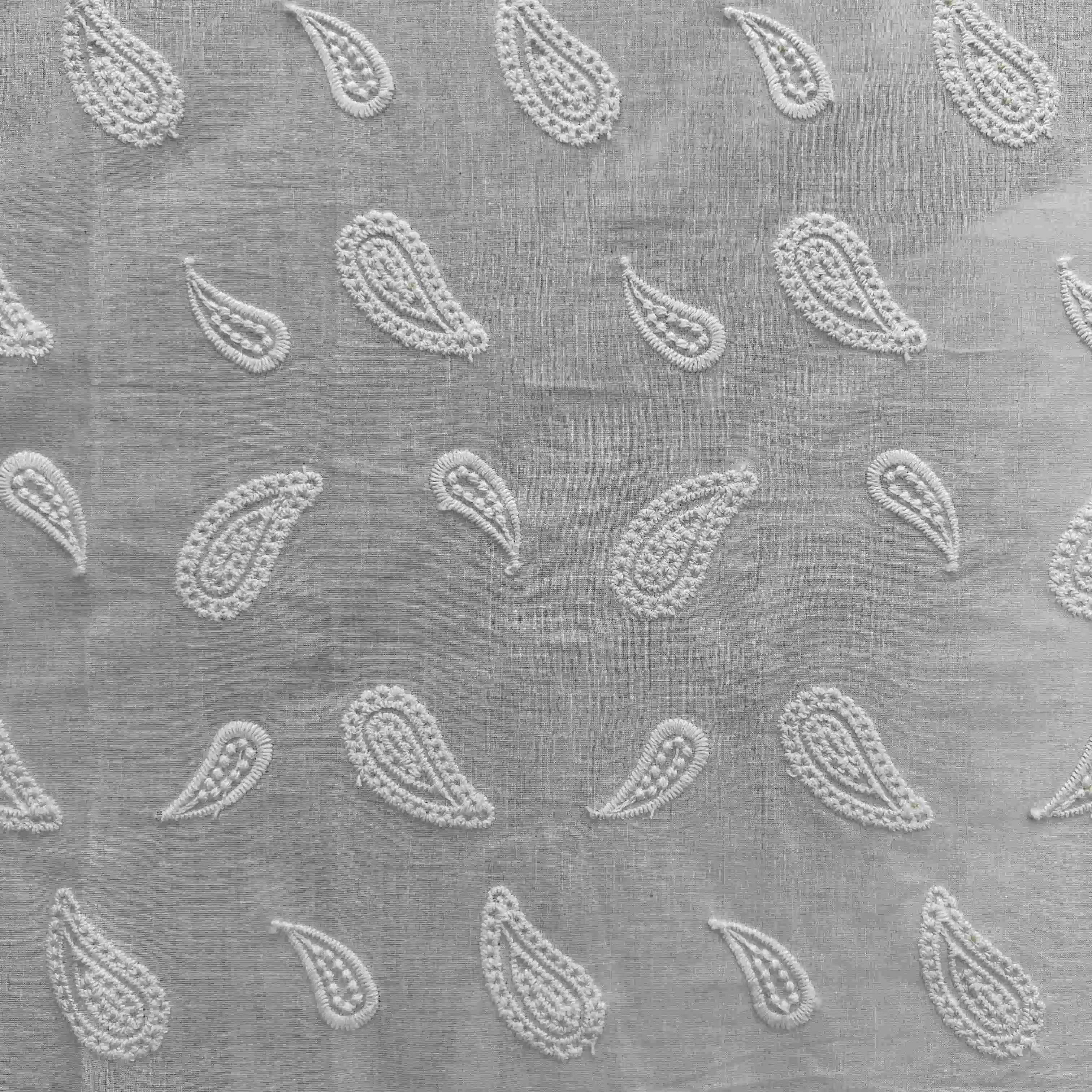 Gz6759 bordado de cuerda tejido de encaje bordado de algodón